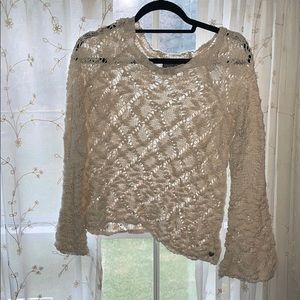 Kendall and Kylie White Fuzzy Sweater